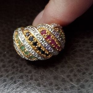 Pave set colorful ring, size 6